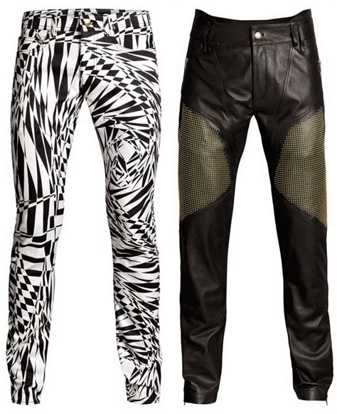 versace pants blue|Versace leather pants men's.